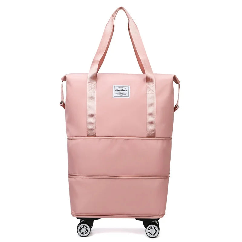 Large Capacity Travel Bag with Spinner Wheels Waterproof Wet Dry Separation Expandable Luggage for Students Business Maternity