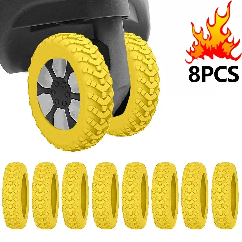 8PCS Luggage Wheels Protector Silicone Wheels Caster Shoes Travel Luggage Suitcase Reduce Noise Wheels Guard Cover Accessories