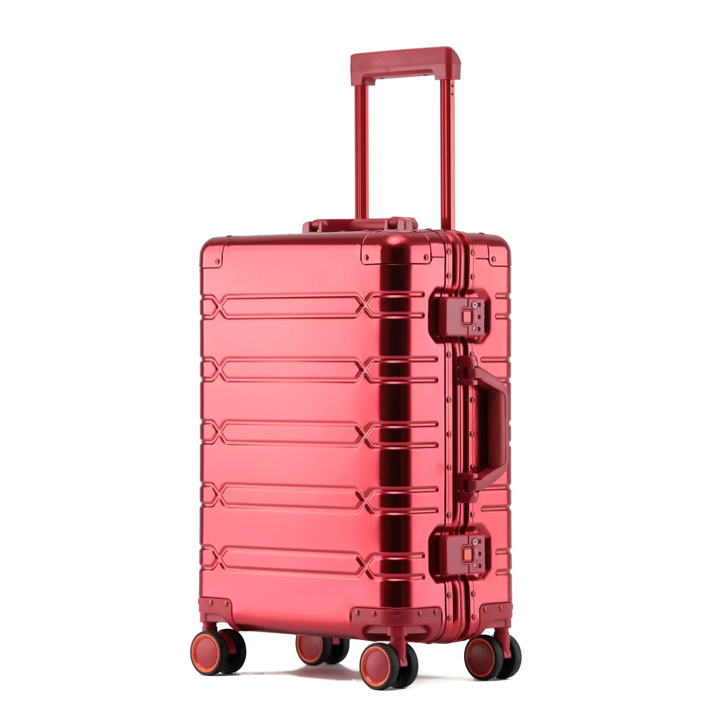 Large-Capacity 100% Aluminum Travel Luggage 20/24/29 Inch 360° Spinner Wheels TSA Lock Carry-On Checked Trolley Suitcase