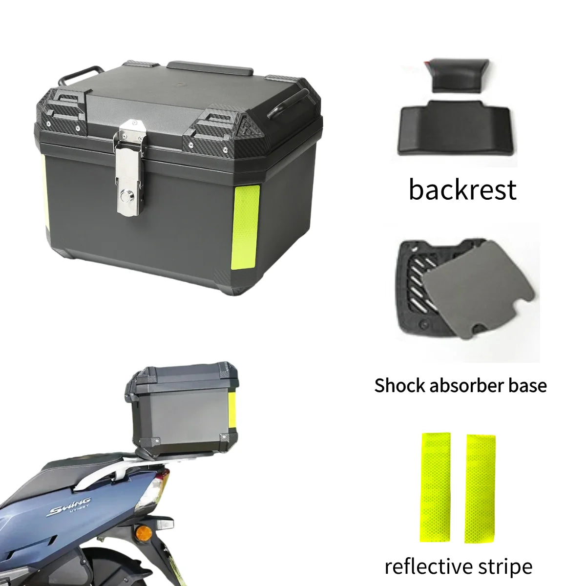 1 Set Motorcycle Trunk motorcycle luggage Large Capacity 45L Storage Helmets, motorcycle accessories Suitable for Travel