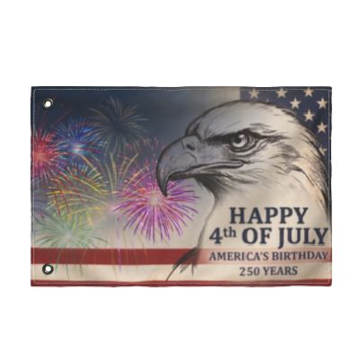 4th of July Double-Sided Flag — Patriotic Eagle Fireworks Outdoor Banner