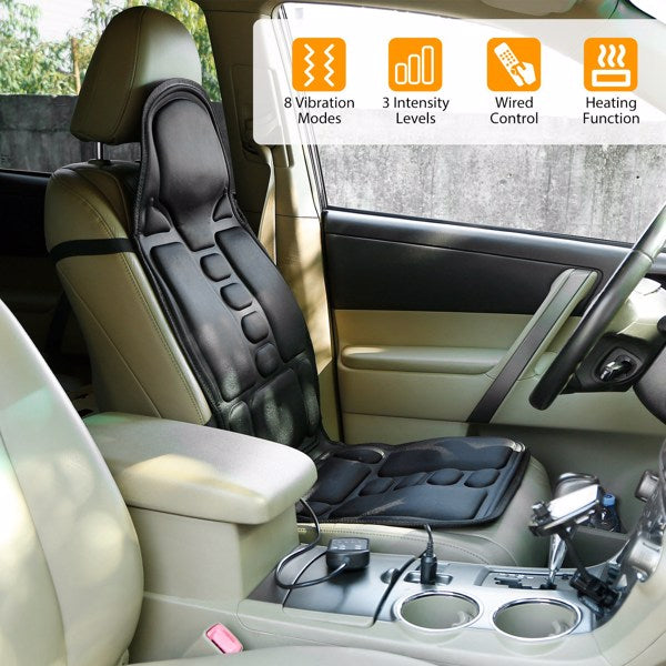 Back Massager Seat Cushion Electric Massage Car Seat Cushion with Heating Function 8 Vibration Modes 3 Intensity Levels