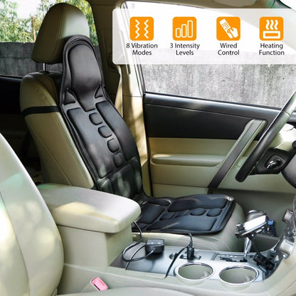 Back Massager Seat Cushion Electric Massage Car Seat Cushion with Heating Function 8 Vibration Modes 3 Intensity Levels