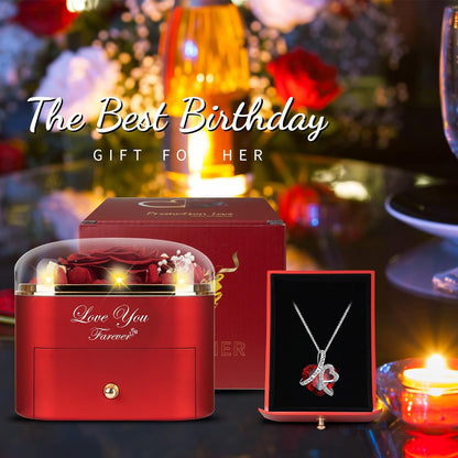 Eternal Rose Heart Necklace Gift