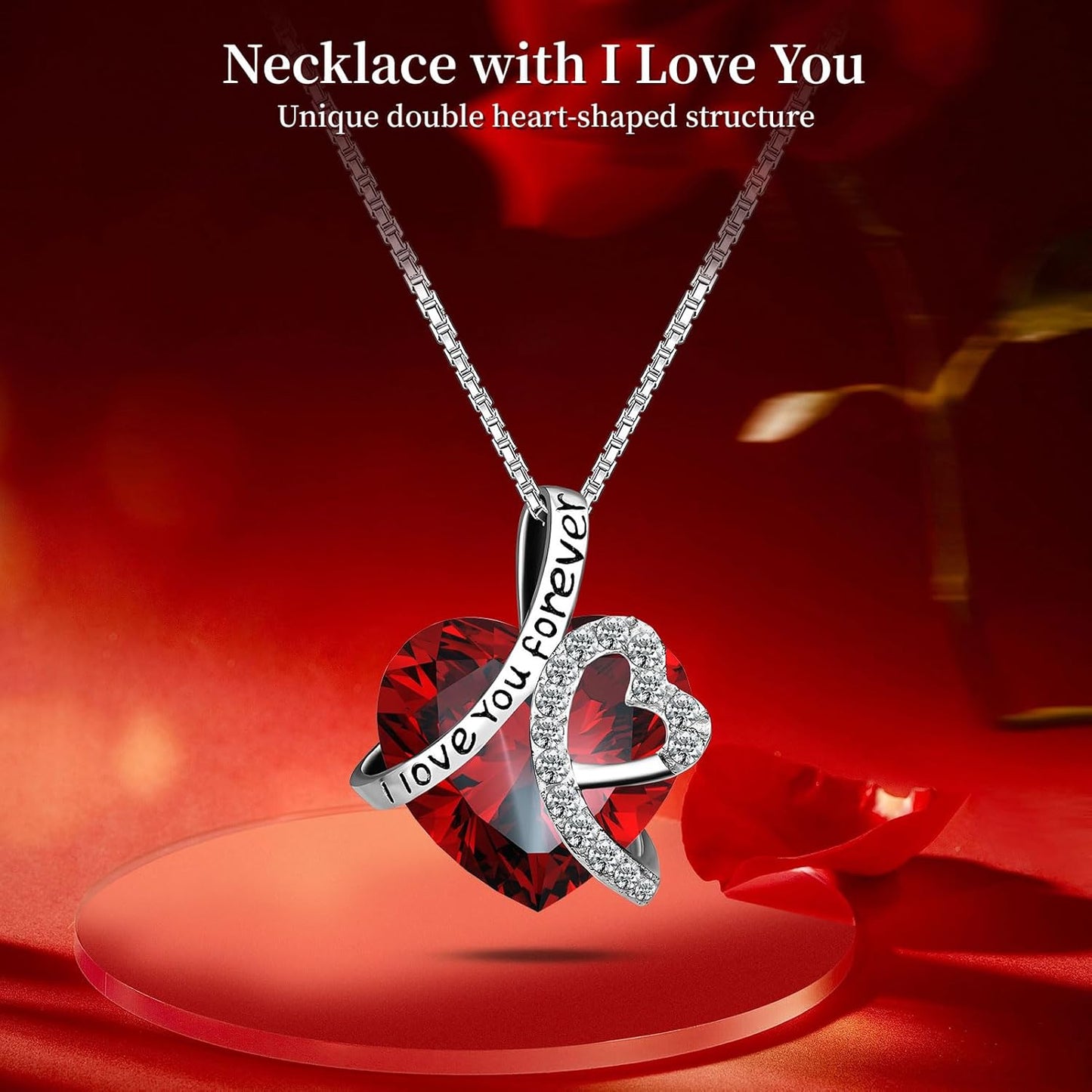 Eternal Rose Heart Necklace Gift