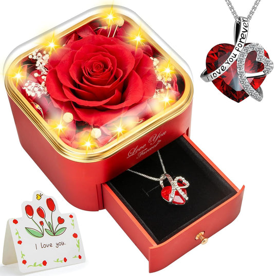 Eternal Rose Heart Necklace Gift