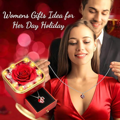 Eternal Rose Heart Necklace Gift