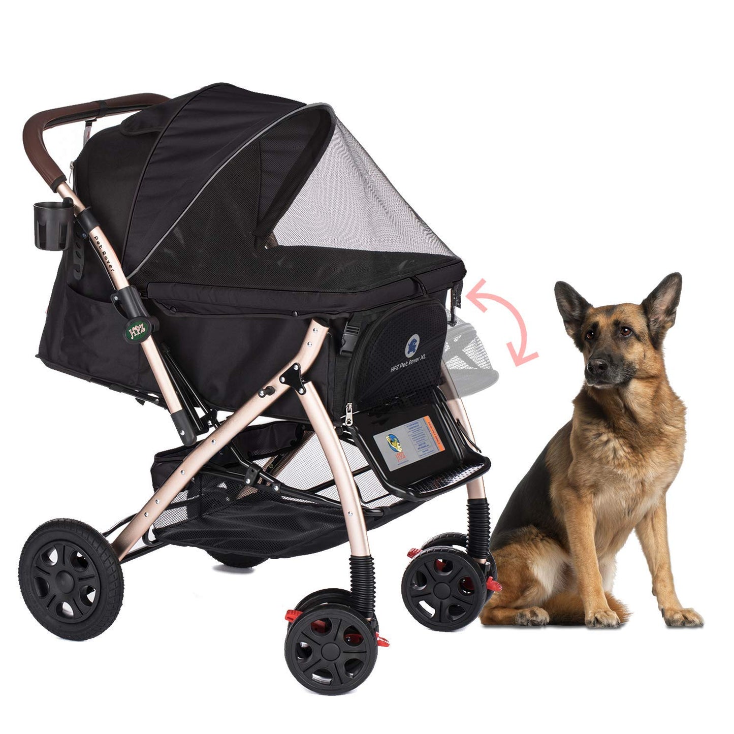 Titan Super-Size Rover Premium Heavy Duty Ride Stroller for Small, Medium, Large Pets, 2nd-Gen X-Large (Black)
