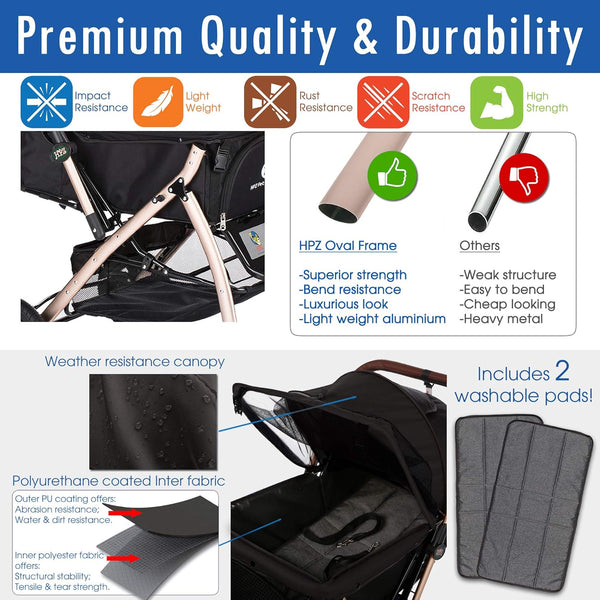 Titan Super-Size Rover Premium Heavy Duty Ride Stroller for Small, Medium, Large Pets, 2nd-Gen X-Large (Black)