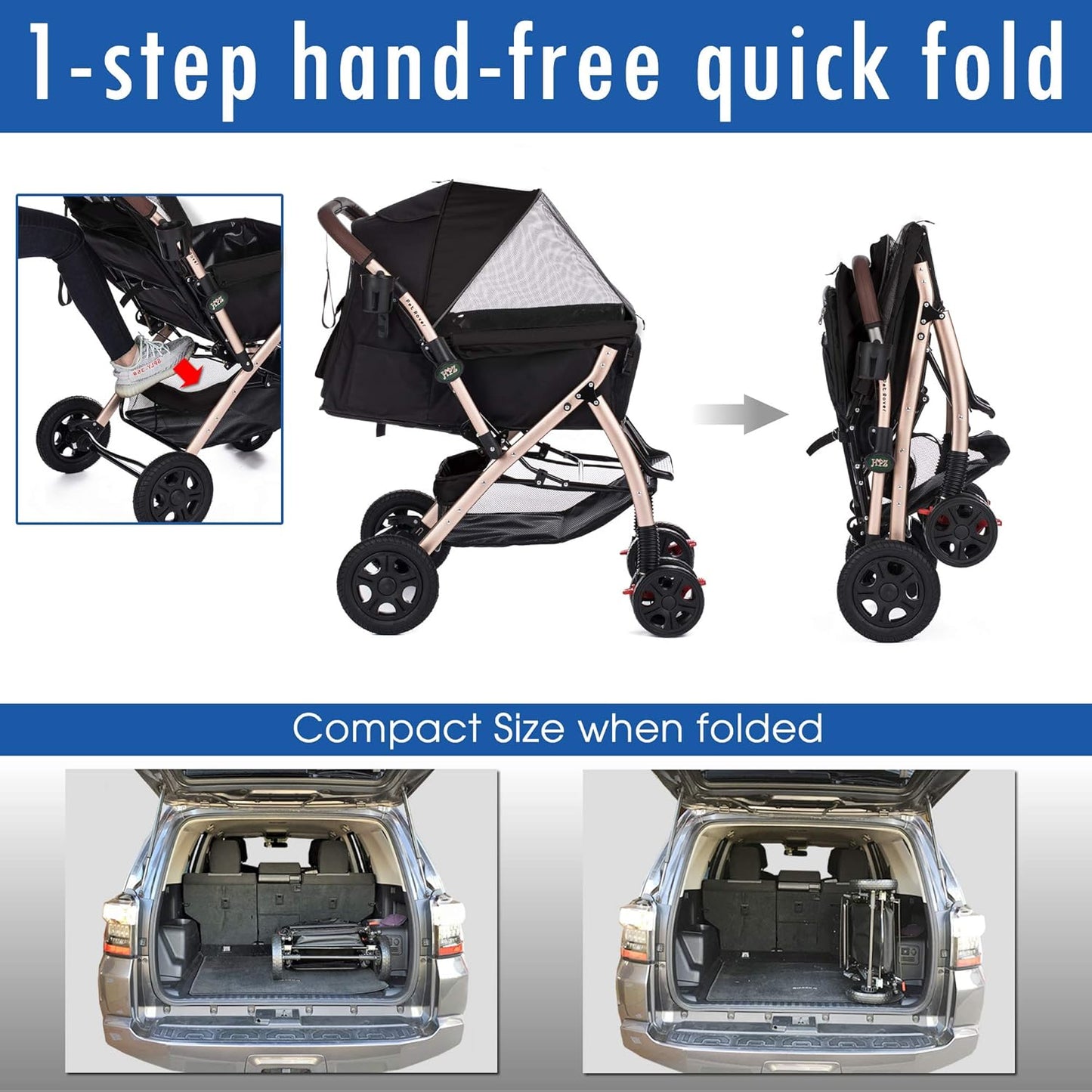 Titan Super-Size Rover Premium Heavy Duty Ride Stroller for Small, Medium, Large Pets, 2nd-Gen X-Large (Black)