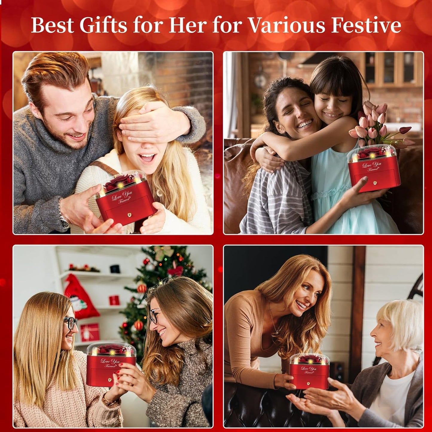 Eternal Rose Heart Necklace Gift