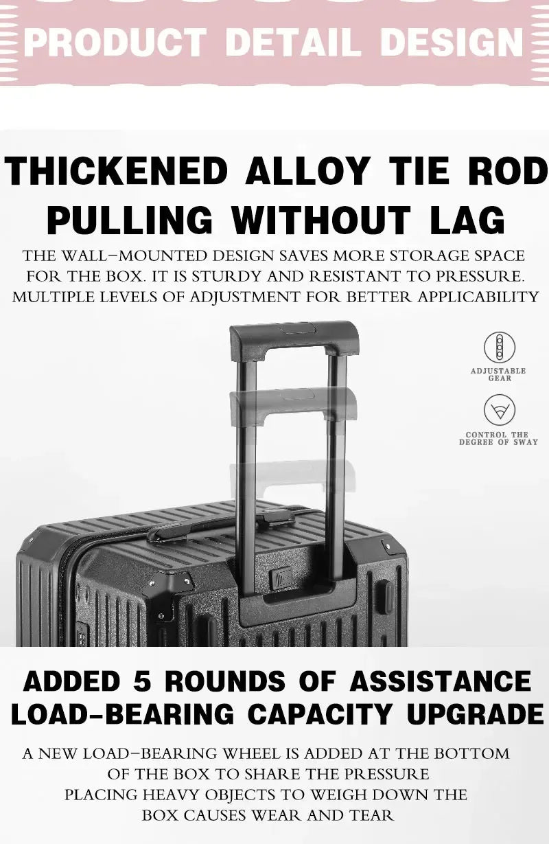 Multifunction Spinner Luggage with USB Charging Port and Cup Holder Aluminum Frame Hard Equipment Suitcase Luggage