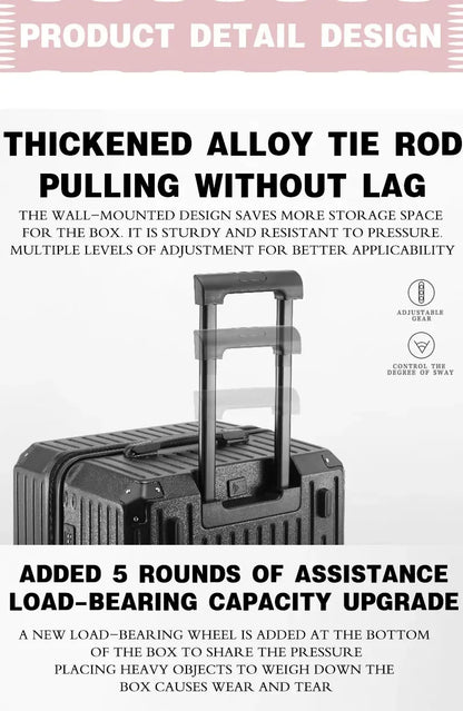 Multifunction Spinner Luggage with USB Charging Port and Cup Holder Aluminum Frame Hard Equipment Suitcase Luggage