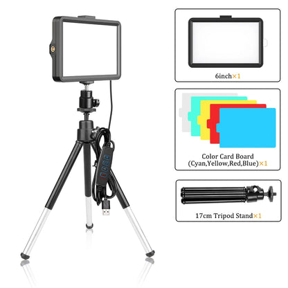 6 Inch LED Photography Video Light Panel RGB Filters Lighting Photo Studio Lamp Kit for Shoot Live Streaming Ring Light Tripod
