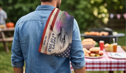 4th of July Double-Sided Flag — Patriotic Eagle Fireworks Outdoor Banner