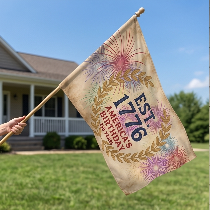 Flag — EST. 1776 America’s Birthday Double-Sided Flag (250 Years)