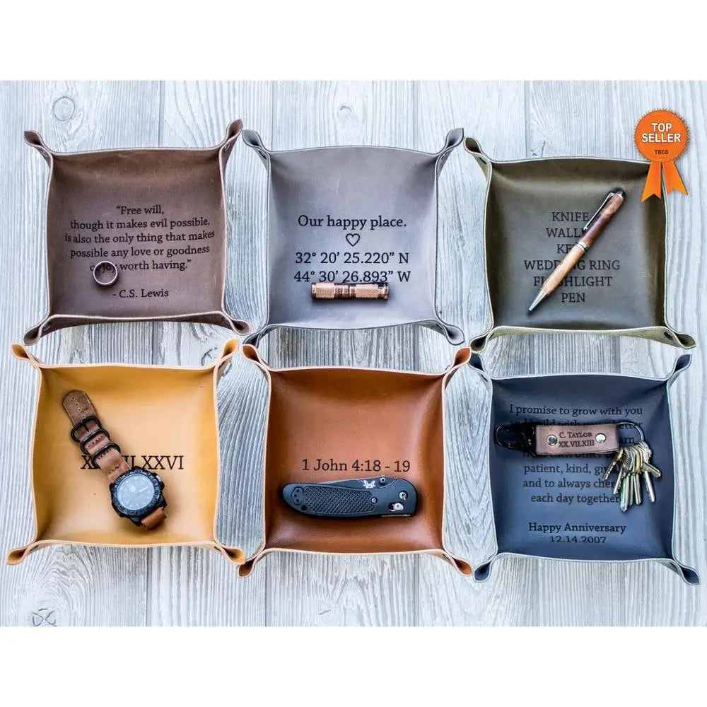 Handmade Leather Valet Tray Leather Custom Anniversary Personalized Gift