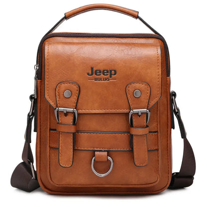 JEEP BULUO Multi-Function Business Handbags New Man's Shoulder Bag Large Capacity Leather Messenger Bag Crossbody Big Brand