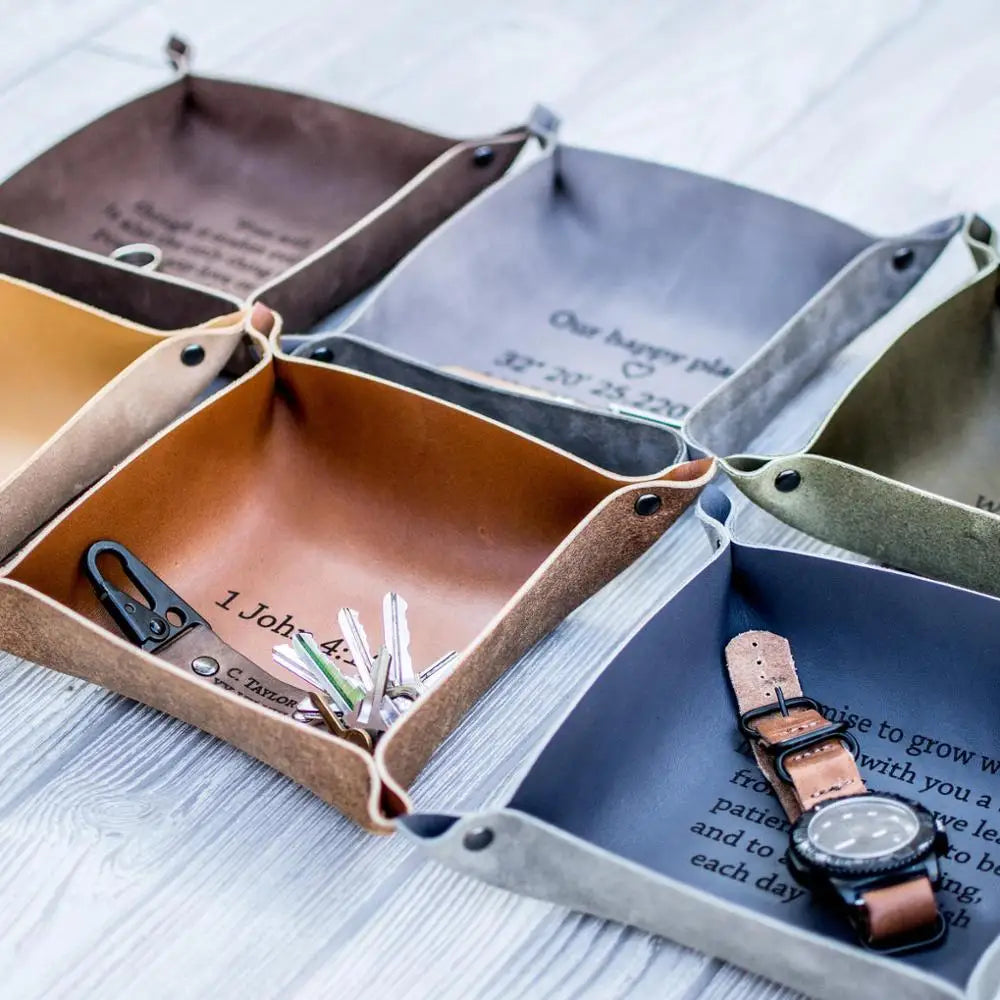 Handmade Leather Valet Tray Leather Custom Anniversary Personalized Gift