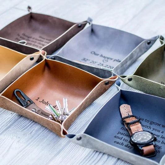 Handmade Leather Valet Tray Leather Custom Anniversary Personalized Gift