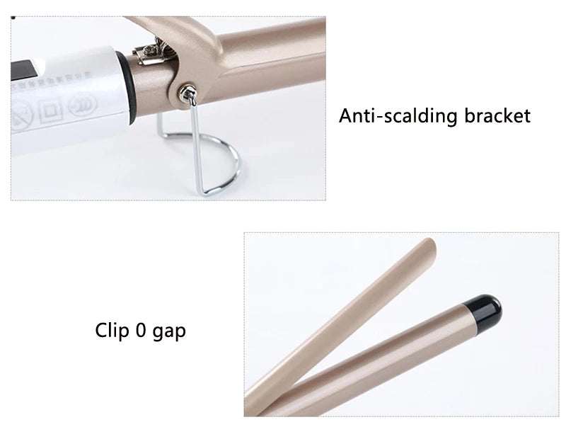 Temperature Setting Electric Hair Curler Long Curling Tong Wand 9-38mm Professional Hair Curling Iron LCD Screen