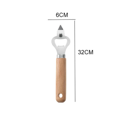 Kitchen Gadget Set Wooden Handle Stainless Steel Utensils Can Opener Peeler Garlic Press Cheese Grater Whisk Kitchen Accessories