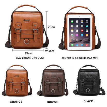 JEEP BULUO Multi-Function Business Handbags New Man's Shoulder Bag Large Capacity Leather Messenger Bag Crossbody Big Brand