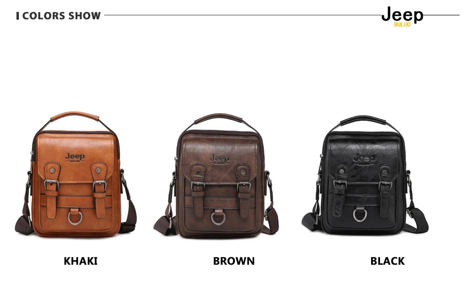 JEEP BULUO Multi-Function Business Handbags New Man's Shoulder Bag Large Capacity Leather Messenger Bag Crossbody Big Brand