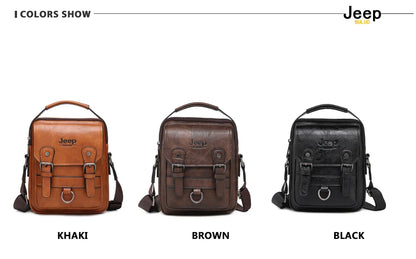 JEEP BULUO Multi-Function Business Handbags New Man's Shoulder Bag Large Capacity Leather Messenger Bag Crossbody Big Brand