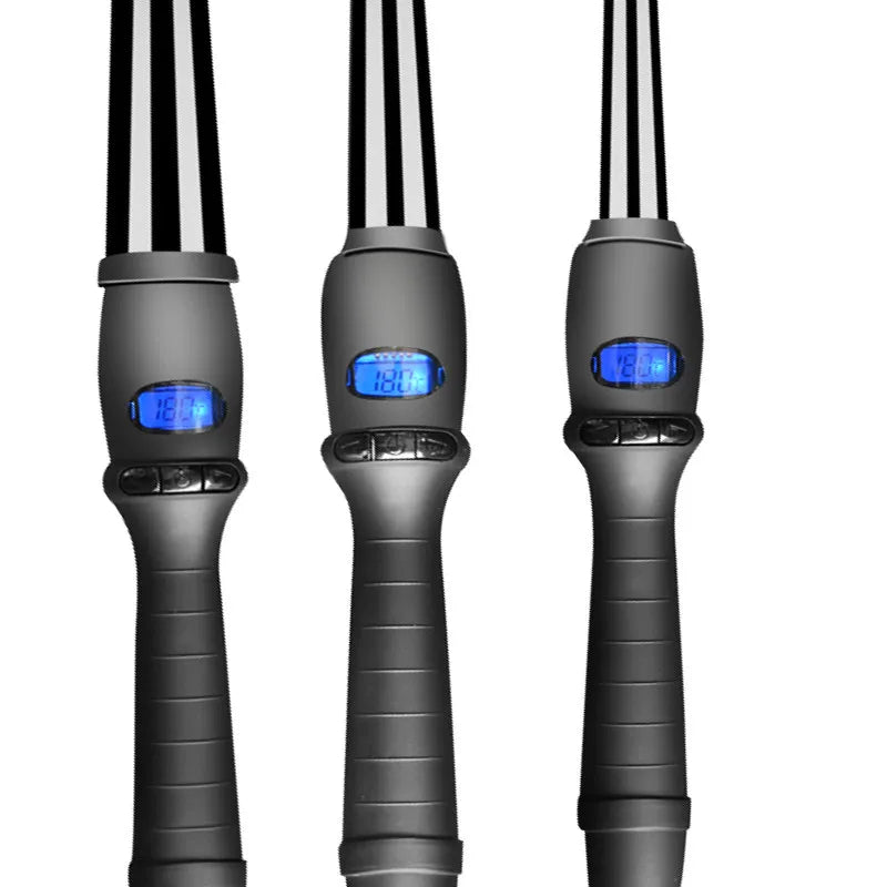 LCD Curlers Conical Curling Iron Single Tube Ceramic Glaze Pear Flower Cone Electric Hair Curly Hair General Voltage: 110-240 v