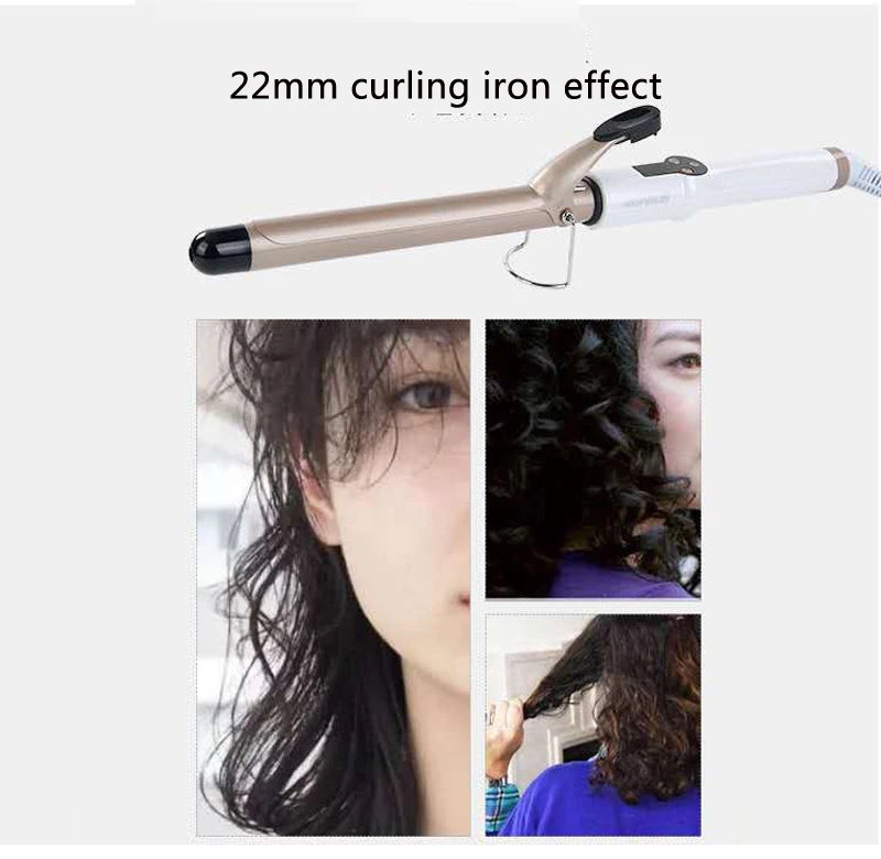 Temperature Setting Electric Hair Curler Long Curling Tong Wand 9-38mm Professional Hair Curling Iron LCD Screen