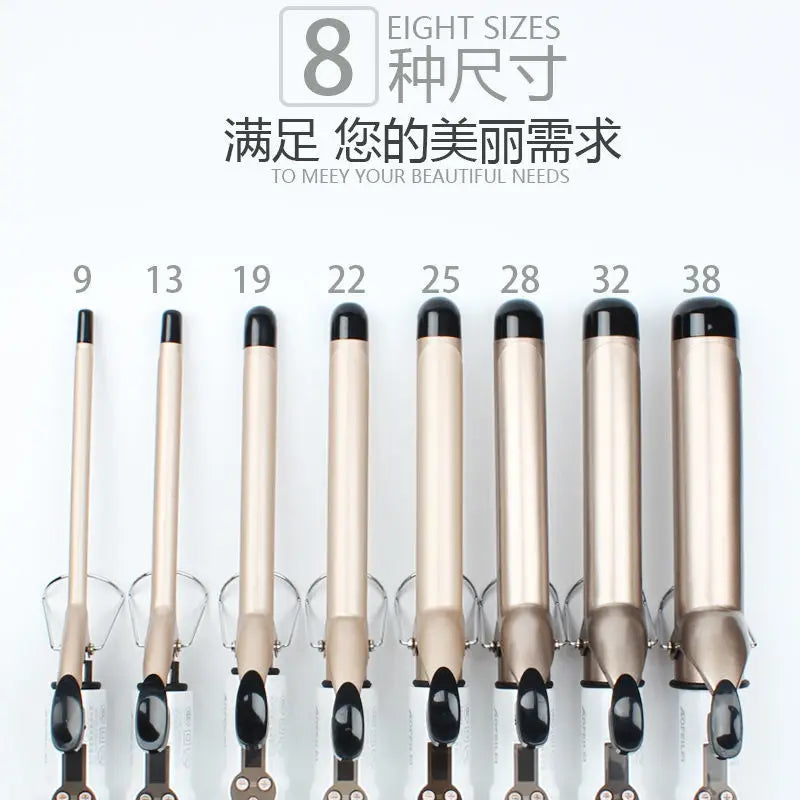 Temperature Setting Electric Hair Curler Long Curling Tong Wand 9-38mm Professional Hair Curling Iron LCD Screen