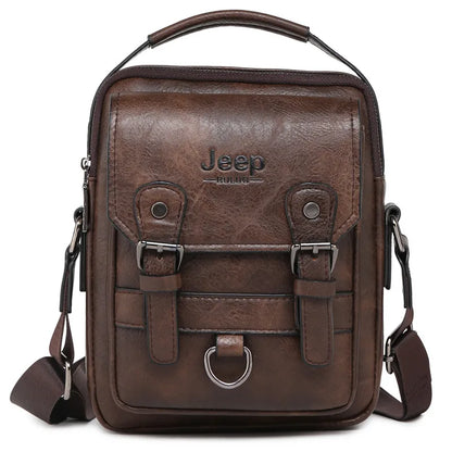 JEEP BULUO Multi-Function Business Handbags New Man's Shoulder Bag Large Capacity Leather Messenger Bag Crossbody Big Brand
