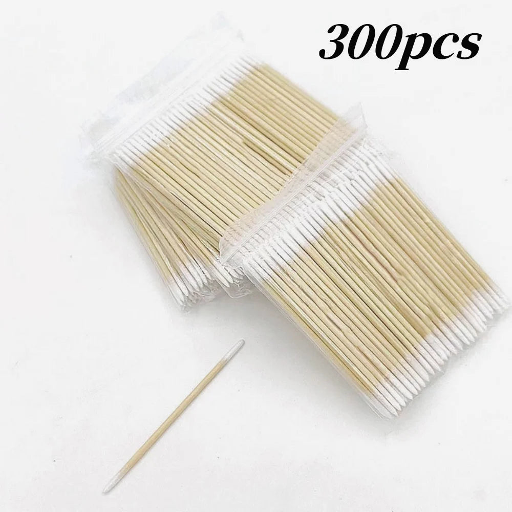 50/100/300/500 Nails Wooden Tip Cotton Stick Buds Disposable Ultra-Detail Corrector Nail Polish Remover Clean Sticks Manicure Tools