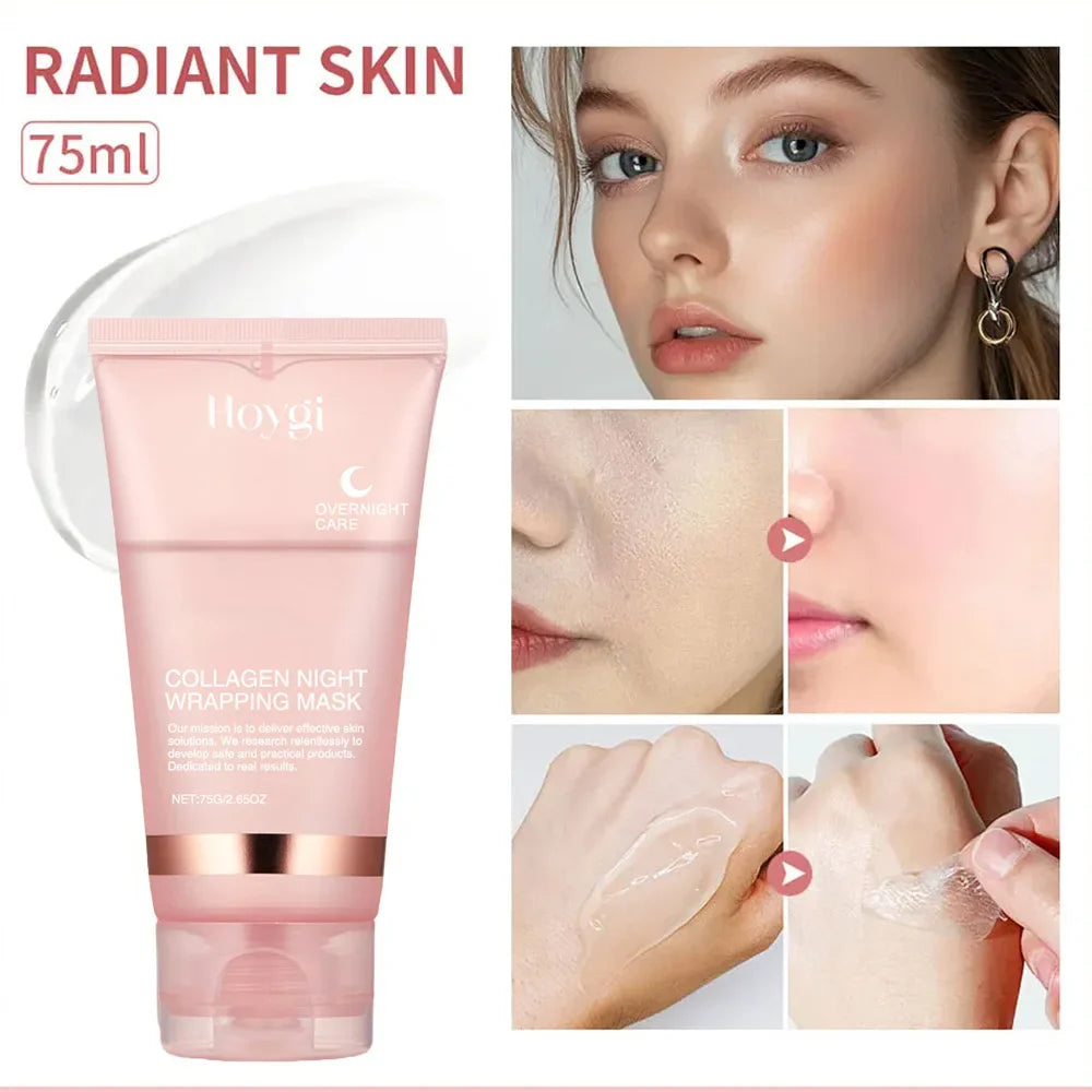 Radiant Glow Night Mask Set Collagen Overnight Wrapping Peel Off Facial Mask Set Korean Collagen Night Wrapping Mask Deeply Hydrates Night Care Mask Cream