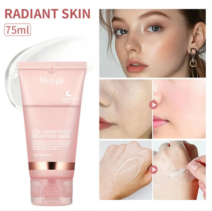 Radiant Glow Night Mask Set Collagen Overnight Wrapping Peel Off Facial Mask Set Korean Collagen Night Wrapping Mask Deeply Hydrates Night Care Mask Cream