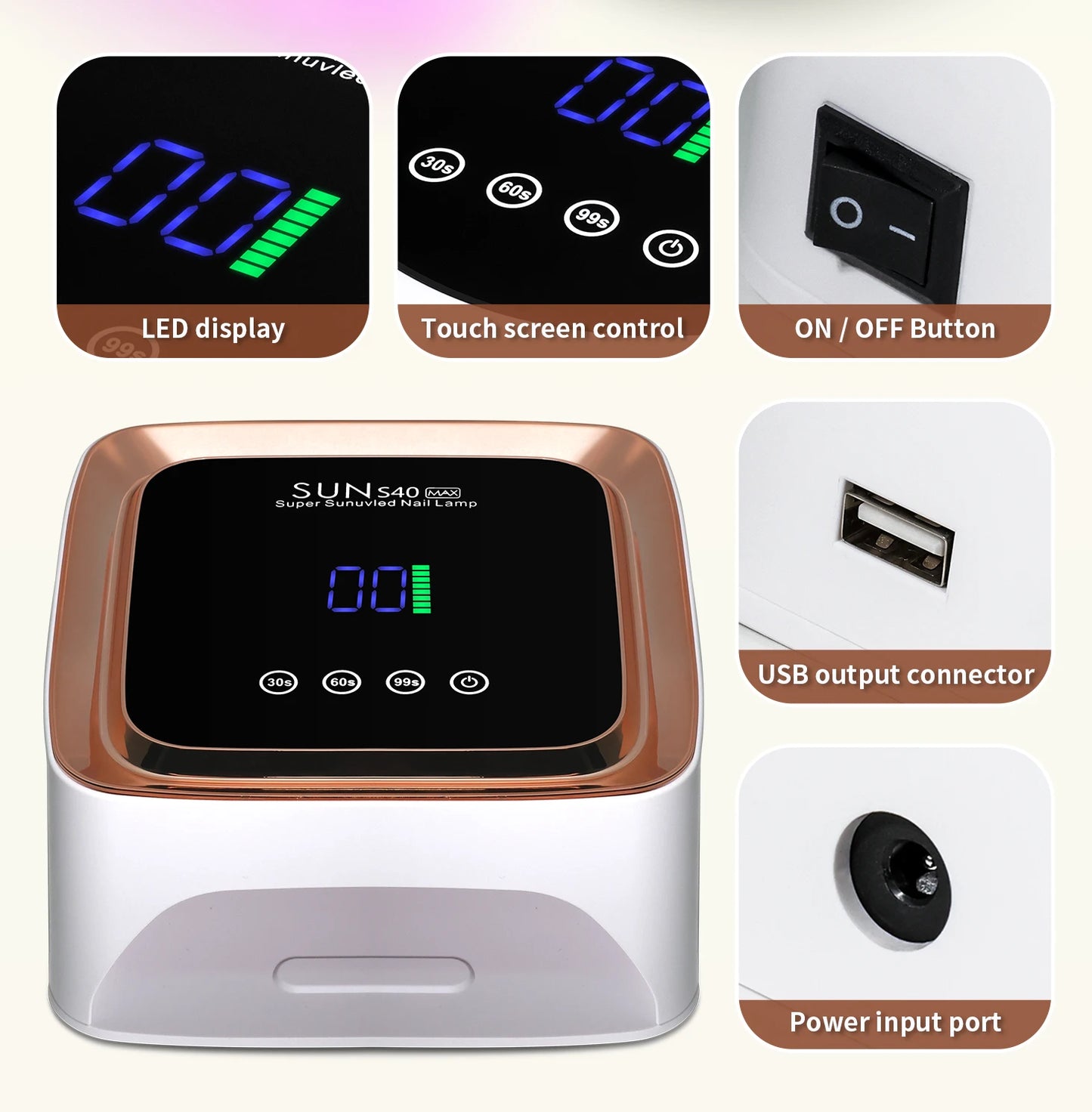 Professional UV LED Nail Lamp 57 LED Light Beads Rechargeable Nail Dryer Quickly Cure All Gel Nail Polish Curing Lamp Tool