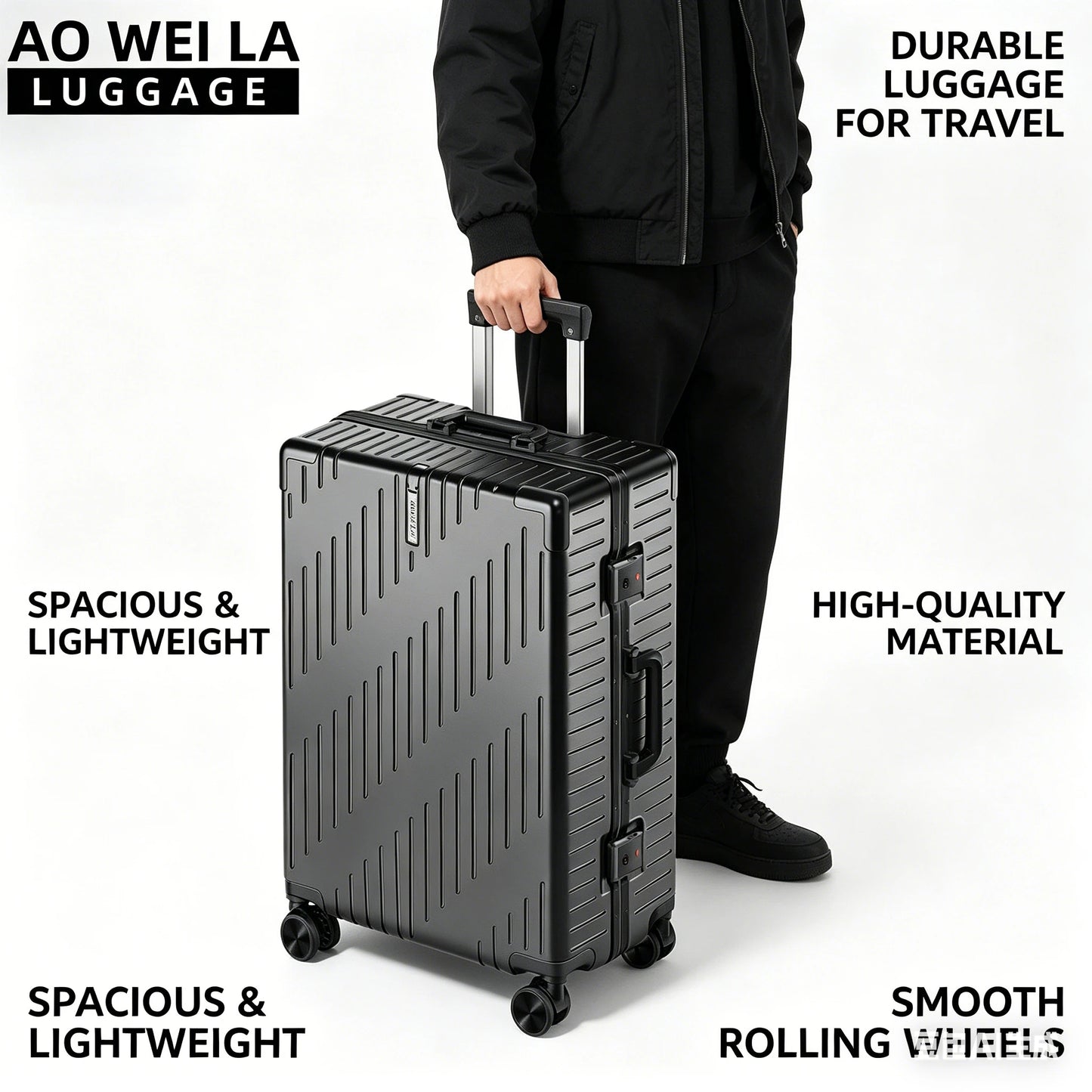 Large Capacity Aluminum Frame Luggage Spinner Wheels Travel Suitcase Durable for Men and Women 20/24 Inch