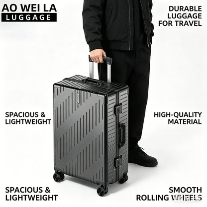 Large Capacity Aluminum Frame Luggage Spinner Wheels Travel Suitcase Durable for Men and Women 20/24 Inch