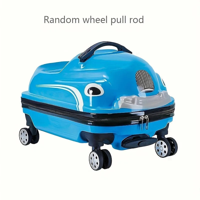 20-Inch Cartoon Car Kids' Pull-Along Suitcase with Spinner Wheels, 88.18LB Capacity, ABS PC Shell, Iron Handle, Zipper Closure