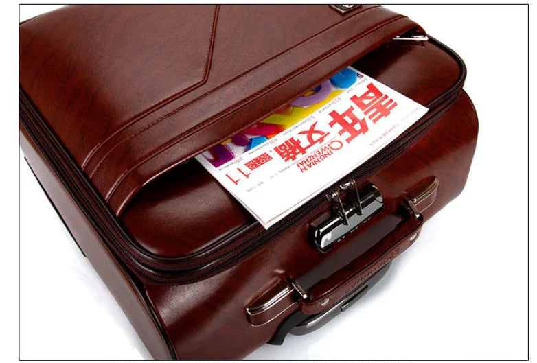 Men Business Travel Rolling Luggage Suitcase Under Seat Carry on Suitcases 18 Inch Travel Luggage Bag with 4 Spinner Wheels