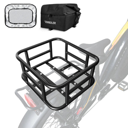 NEWBOLER E-Bike Luggage Rack Bag Heavy Metal Large Capacity Bicycle Rear Rack Basket Outdoor Travel Shopping MTB Road Bicycle