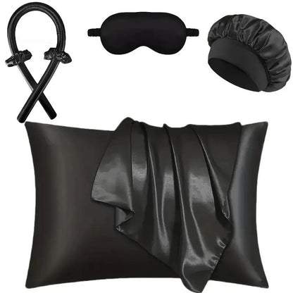 No-Heat Curling Wand Set | Lazy Summer Cool Silky Curls Kit | with Shower Cap & Eye Mask | Easy Styling Hair Tool for Women