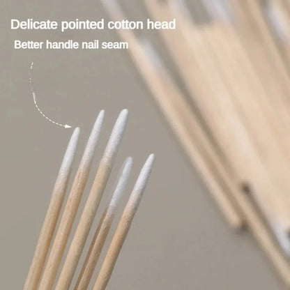 50/100/300/500 Nails Wooden Tip Cotton Stick Buds Disposable Ultra-Detail Corrector Nail Polish Remover Clean Sticks Manicure Tools
