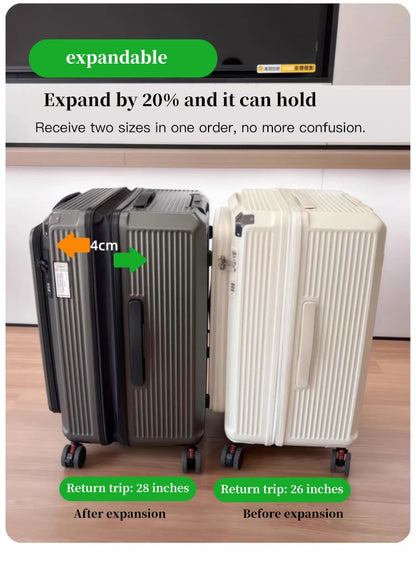 Expandable Luggage, Large-Capacity Thickened Trolley Case, 24-inch Travel Suitcase, Luggage with Combination Lock, Sturdy and Durable