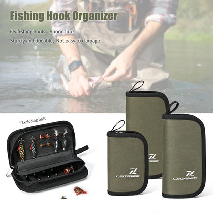 Spoon Spinner Fly Fishing Lures Bag Baits Storage Carrying Case Lure Storage Wallet With Zipper Nylon Green Cloth Tackle Bag