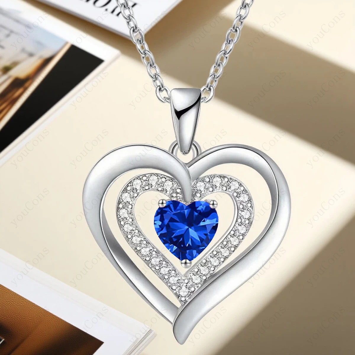 Zircon Heart Pendant Necklace With Rose Bow Box 2025 New Jewelry Set For Girlfriend Mother Christmas Anniversary Valentine Gift