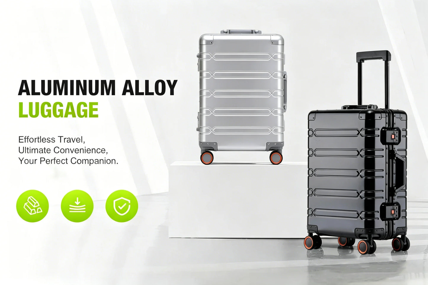 Large-Capacity 100% Aluminum Travel Luggage 20/24/29 Inch 360° Spinner Wheels TSA Lock Carry-On Checked Trolley Suitcase