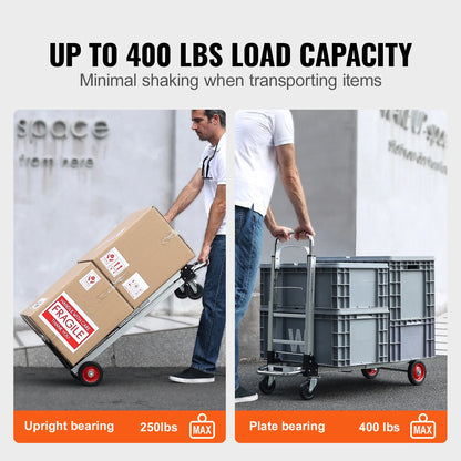 400lbs Folding Hand Truck Lightweight Dolly with Wheels Foldable Luggage Utility Cart for Warehouse Transport Moving