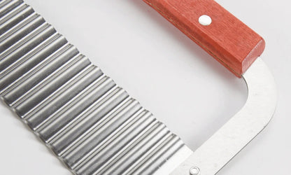 Stainless Steel Wooden Handle Wave Knife Wolf Tooth Potato Knife Potato Chip Cutting Wave Knife Potato Chopper Kitchen Tool